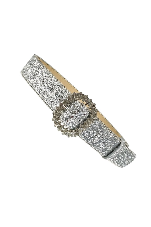 Blingbling Rhinestones Buckle Belt for Women Girl Sequins PU Belt for Evening Party Dresses New Year Party Waist Ornament