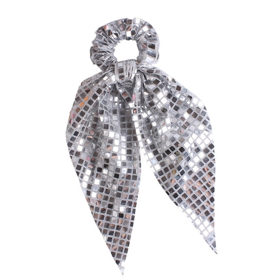 Blingbling Ribbon Sequins Hair Scrunchie for Women Teens Fashion Multiuse Hairband for Work and Social Gatherings