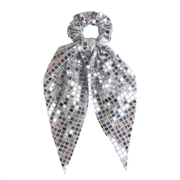 Blingbling Ribbon Sequins Hair Scrunchie for Women Teens Fashion Multiuse Hairband for Work and Social Gatherings