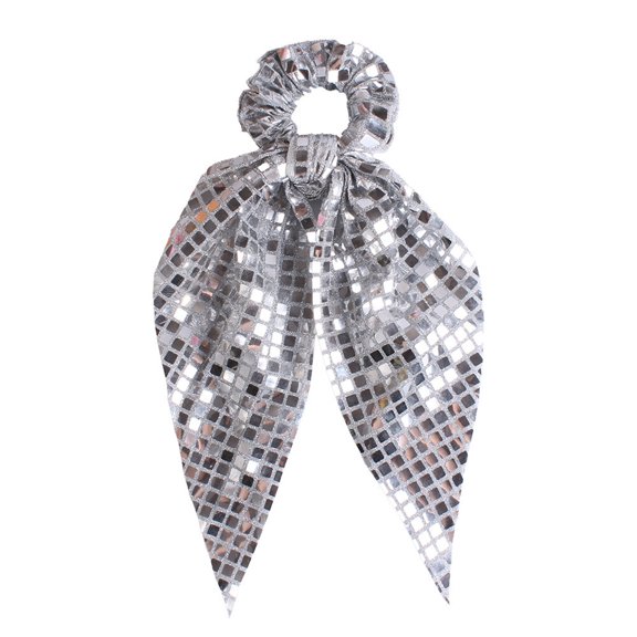 Blingbling Ribbon Sequins Hair Scrunchie for Women Teens Fashion Multiuse Hairband for Work and Social Gatherings