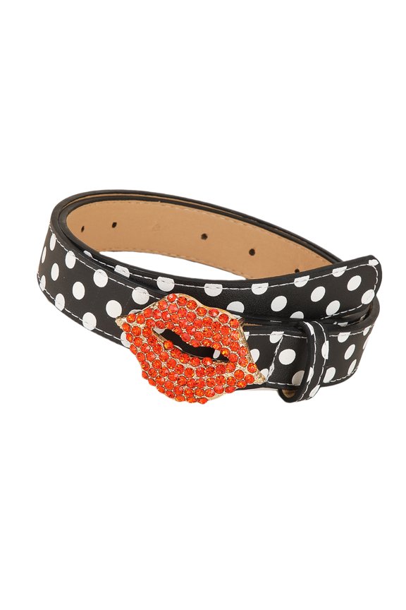Blingbling Waist Belt Lip Shape Buckle for Street Dance Jean Belt Punk Waist Chain Rhinestones
