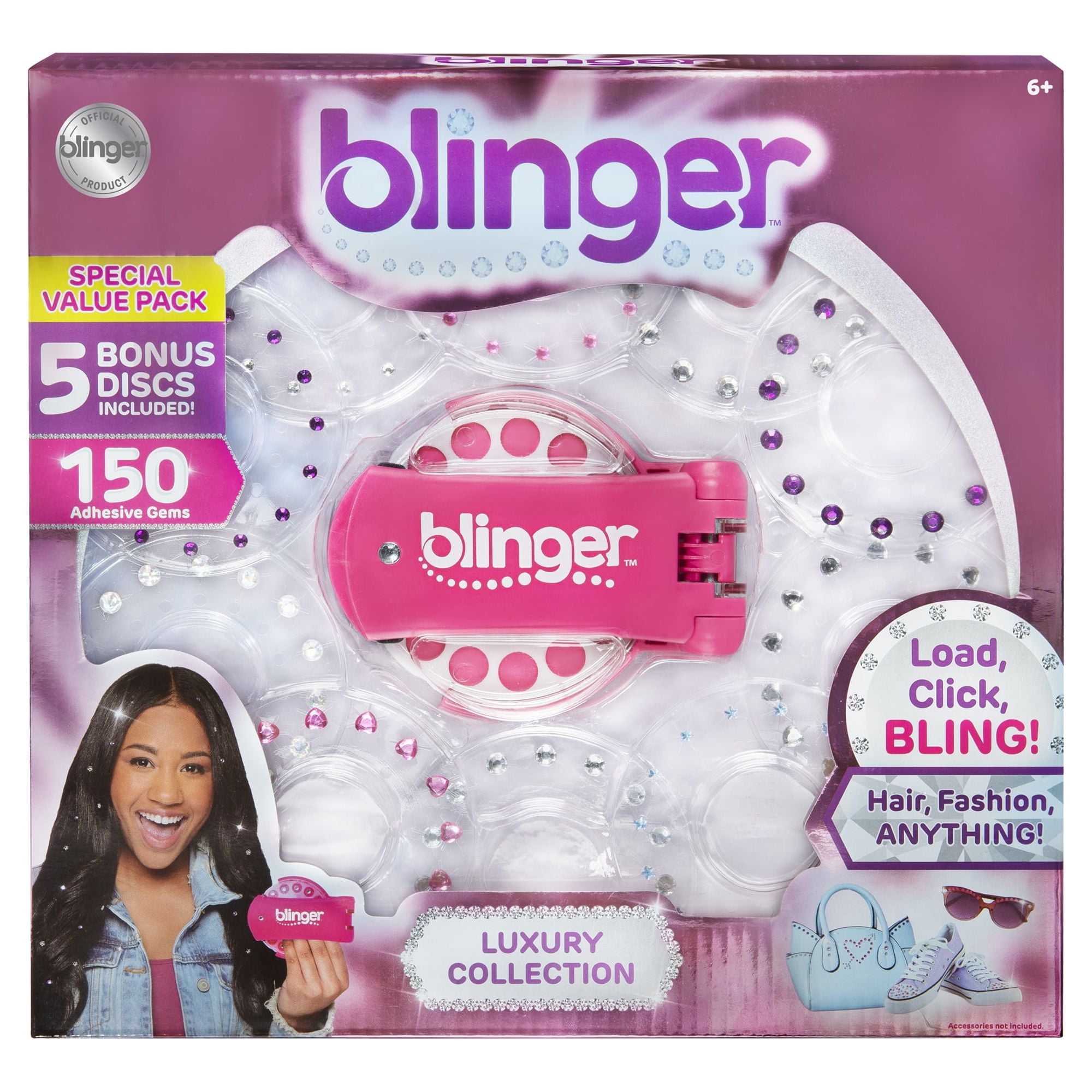 Blinger 5 Piece Refill Pack - Sparkle Collection Rainbow Pack - Load,  Click, Bling! Hair, Fashion, Anything!
