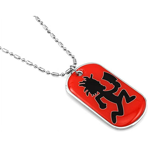 Blingforfun Red Hatch Man - Coated Dog Tag Necklace-with Free Chain