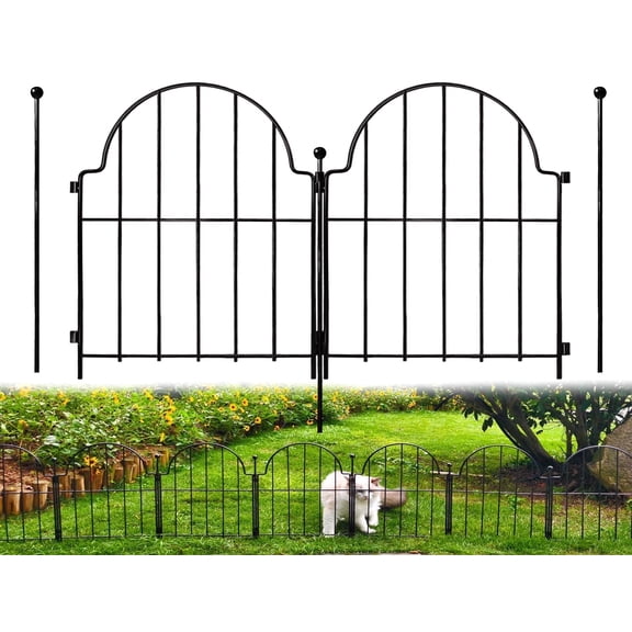 Blingluck Decorative Garden Fence, 25 pack Rustproof Metal No Dig Garden Fencing Border, Total 17 in(H) x 27.5 ft(L), Animal Barrier for Yard, Arched