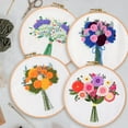 thumbnail image 1 of Blingpainting Embroidery Kit for Beginners with Flower Pattern, Cross Stitch kit,4pcs Embroidery Starter Kits Including Embroidery Hoop,Cloth and Color Threads, 1 of 6