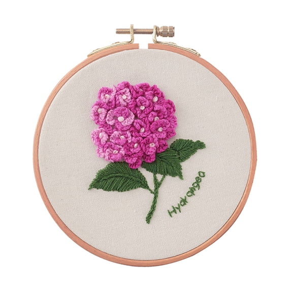 Blingpainting Floral Embroidery Kit for Beginners,hydrangea Plant Pattern,Cross Stitch Kits Set , Including Stamped Embroidery Cloth with Embroidery Hoops, Color Threads and Tools