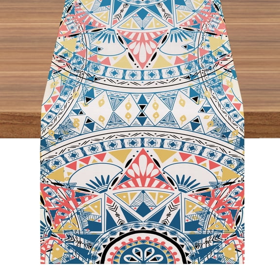 Blingpainting Mid Century Table Runner,Bohemian Table Runner,Geometric Table Centerpiece,Colorful Table Decor For Lliving Room Kitchen,Housewarming Gift
