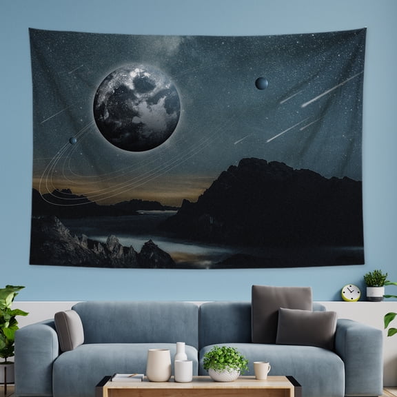 Blingpainting Planet Tapestry Space Cosmos Galaxy Universe Landscape Bedspread Picnic Blanket Tapestries Wall Hanging for Bedroom Decor 39"x28"