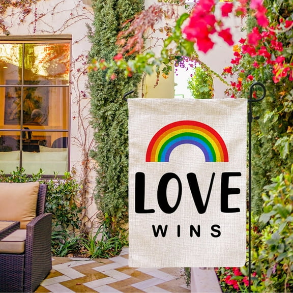 Blingpainting Progress Pride Rainbow Garden Flag Double Sided , LGBTQ Gay Lesbian Transgender Yard Outdoor Decoration 12 x 16 Inch