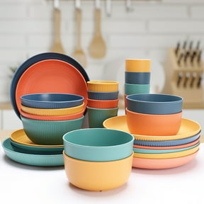Blingpainting Wheat Straw Dinnerware Set - Durable, Non-Toxic, Sustainable, Eco-Friendly,Stain-Resistant & Dishwasher Safe