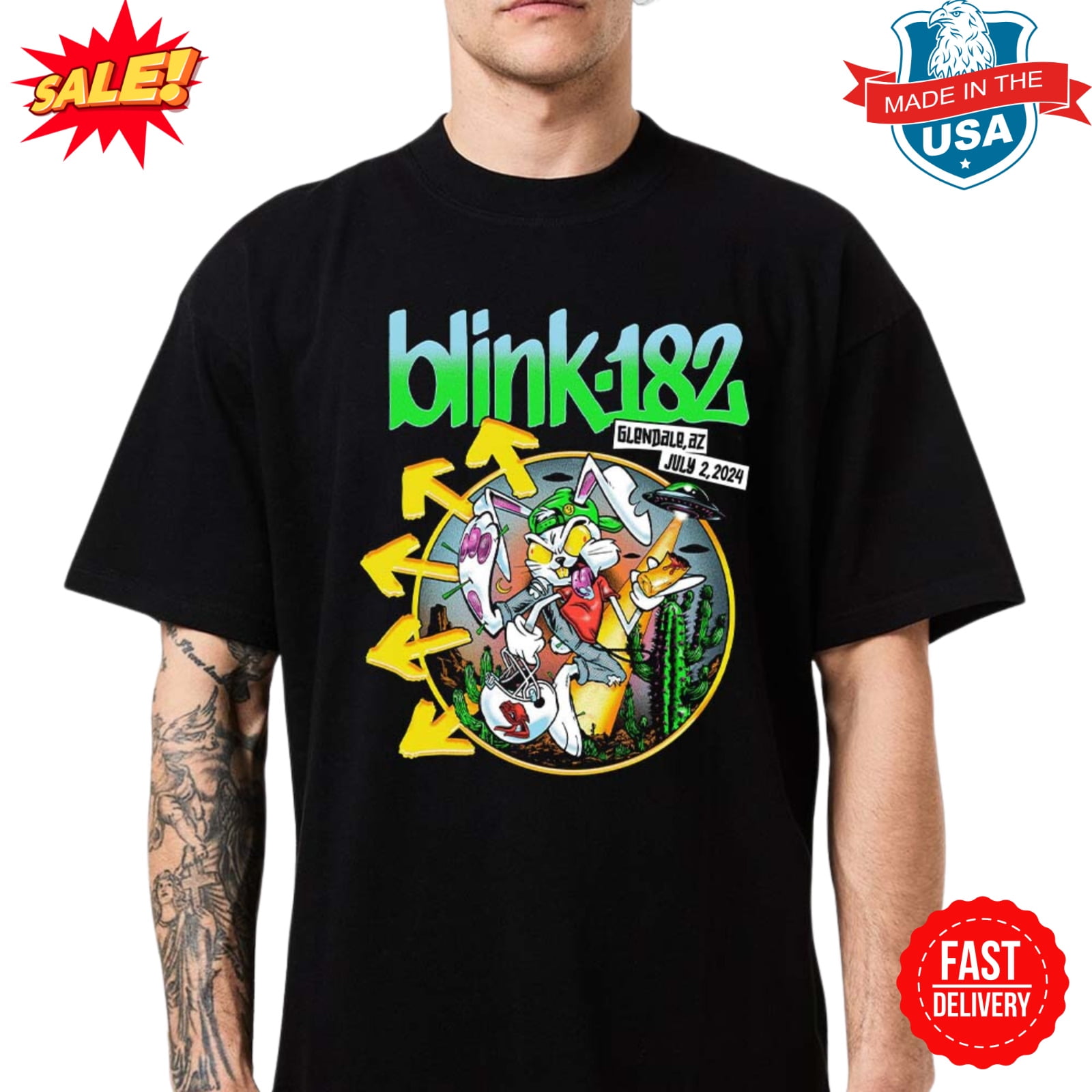 Blink 182 In Glendale AZ One More Time Tour 2024 On July 2 Unisex T