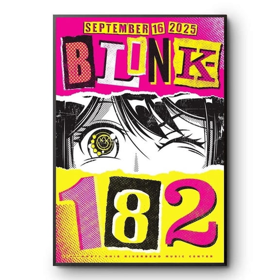 Blink 182 Inspired Concert Poster 2025, Punk Rock Music Wall Art, Colorful Tour Date Print Size 24x36 Unframed Poster
