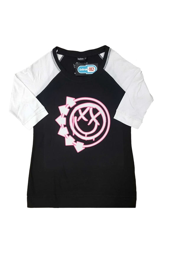 Blink-182 Ladies Raglan T-Shirt: Six Arrow Smiley (XXXX-Large)