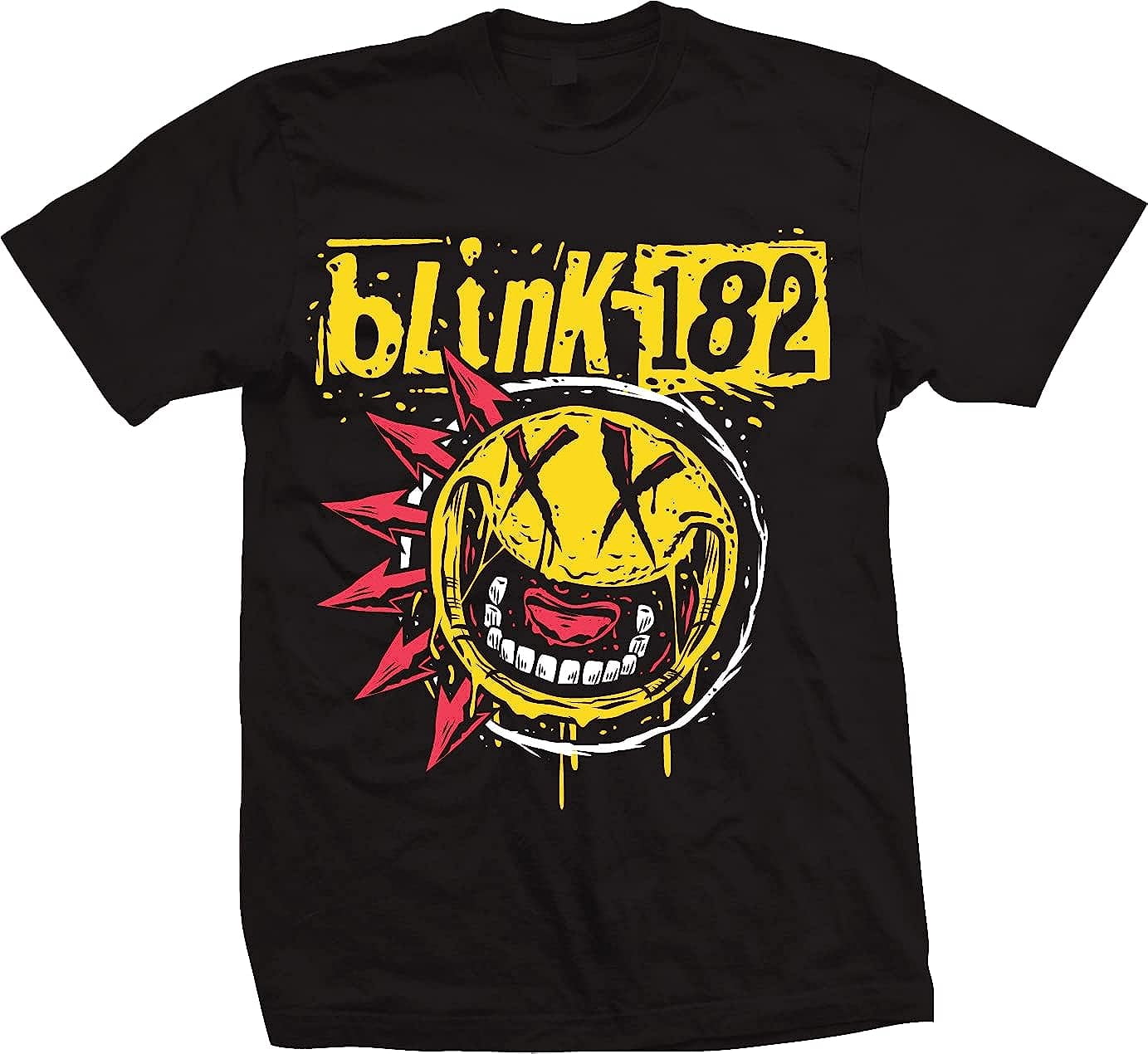 Blink-182 Men's Punk Smiley T-Shirt Black Large | Officially Licensed ...