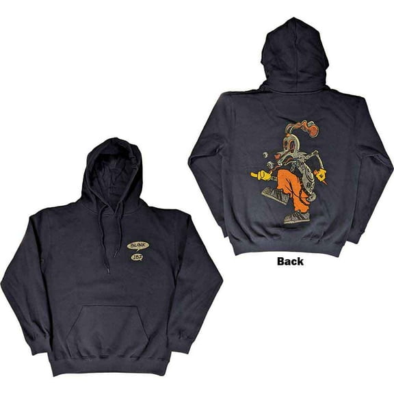 Blink-182 Unisex Pullover Hoodie Sweatshirt Roger Rabbit (Navy Blue) (Back Print) (X-Small)
