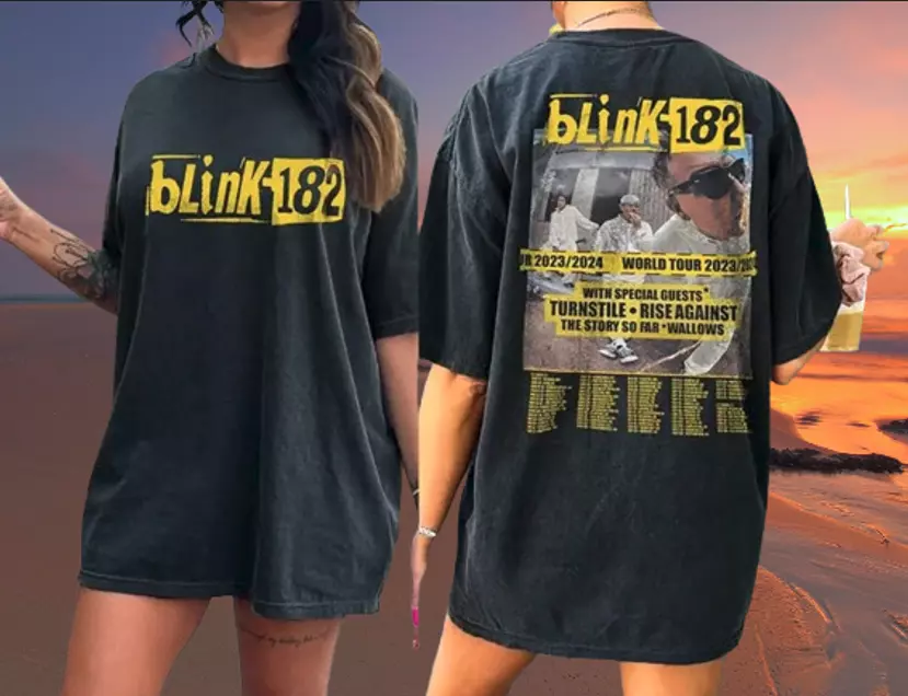Blink 182 Tour World Tshirt 2025 Rock 20232024 N' Roll Band Concert