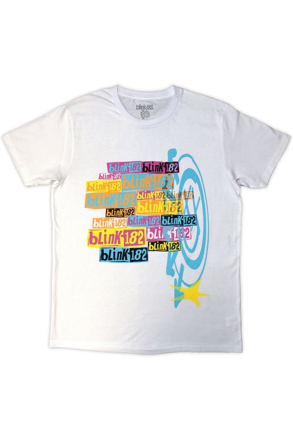 Blink-182 Unisex T-Shirt Multi Stacked Logo (White) (XX-Large)