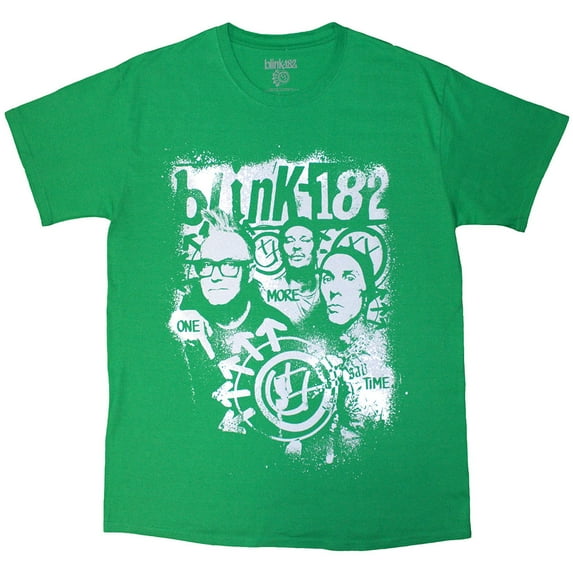 Blink-182 Unisex T-Shirt One More Time Spray Paint (Green) (XX-Large)