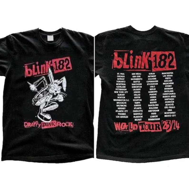 Blink182 World Tour 20232024 Unisex Tshirt Merch Dates Lineup Concerts Short, Tshirt design