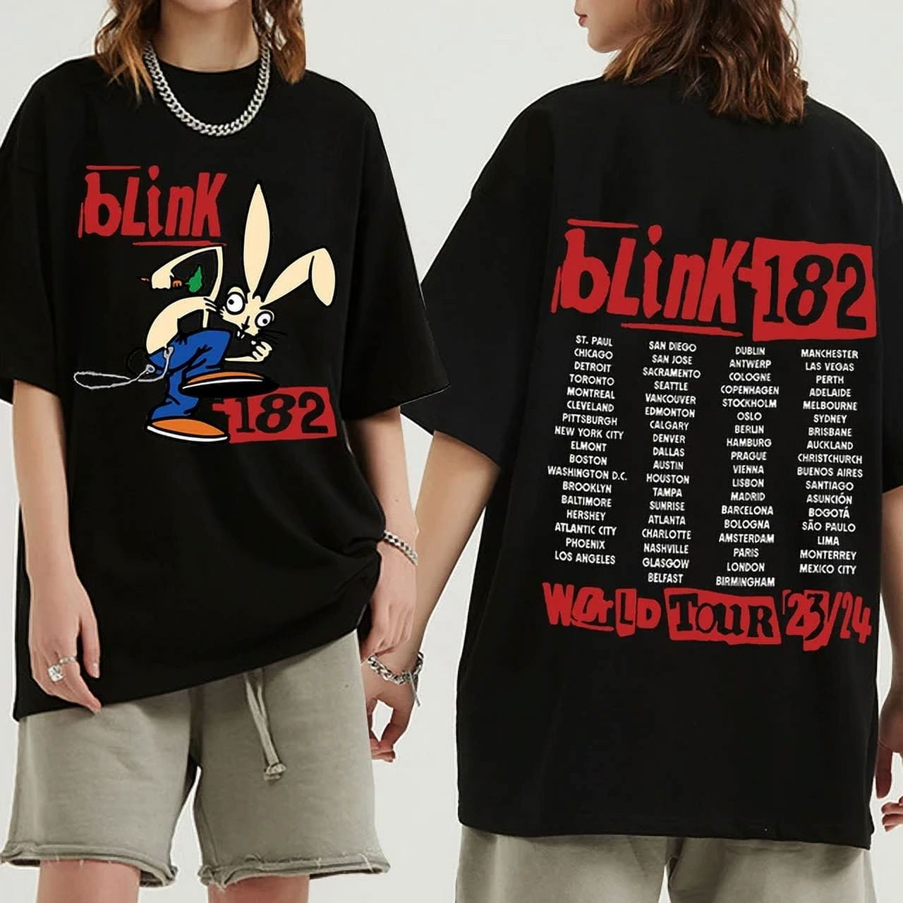 Blink 182 World Tour 2024 TShirts, 2SidezClownz, 2 Sided Tee, Two