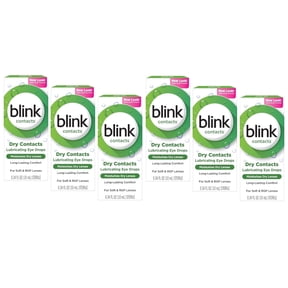 Blink Contact Long-Lasting Lubricant Eye Drop Moisturizer, 0.34oz, - 6 Pack