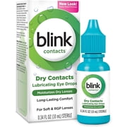 Blink Contacts Moisturizes Dry Lenses Long Lasting Comfort Lubricating Eye Drops 0.34 Oz