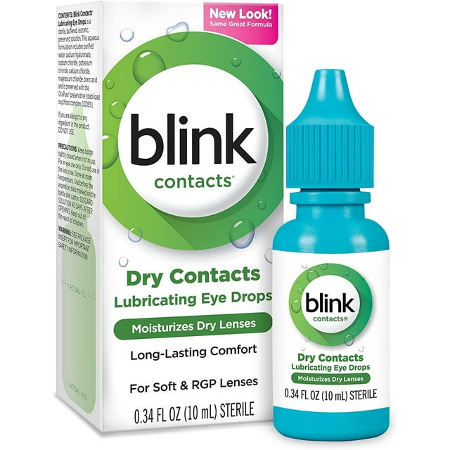 Blink Contacts Moisturizes Dry Lenses Long Lasting Comfort Lubricating Eye Drops 0.34