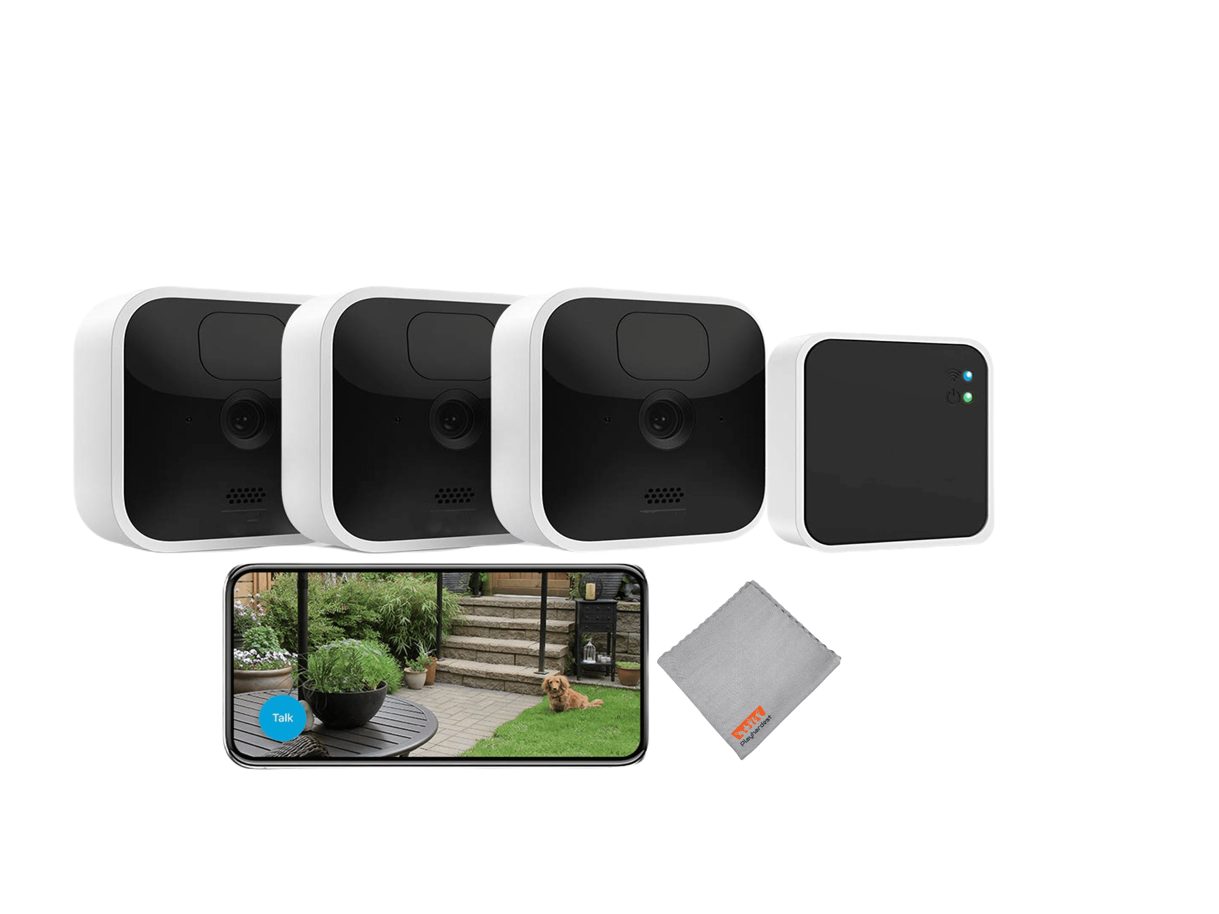 Blink_Indoor Wireless Battery-Powered, Motion Detecting, High Definition  Security Camera System Kit with Playhardest Cleaning Cloth (3 Camera Set)