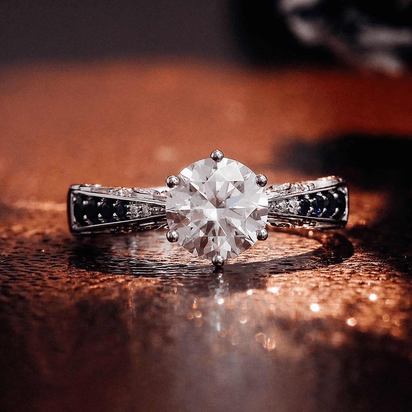 Blink Jewel 1.9 Ct Round Cut Diamond Ring 14K White Gold Over Rings