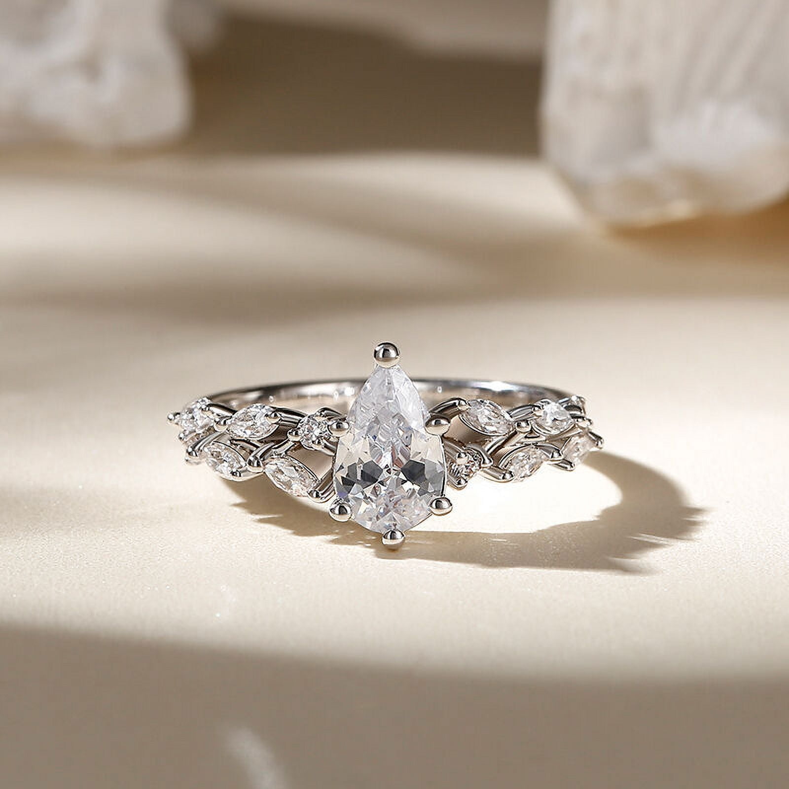 Blink Jewel 1.7 Ct Pear Cut Diamond Ring for Women's 14K White Gold