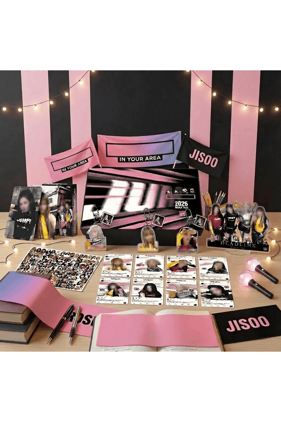 Blink Jump Album Fan Merch Gift Box, K-pop Collectible Set with Photocards, Keychains, Acrylic Stand & Sticker Pack