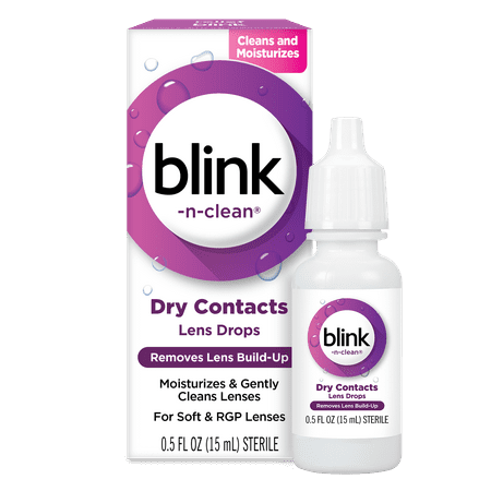 Blink-N-Clean Rewetting Eye Drops for Contact Lenses, Dry Lens Lubricant and Moisturizing, 0.5 fl oz