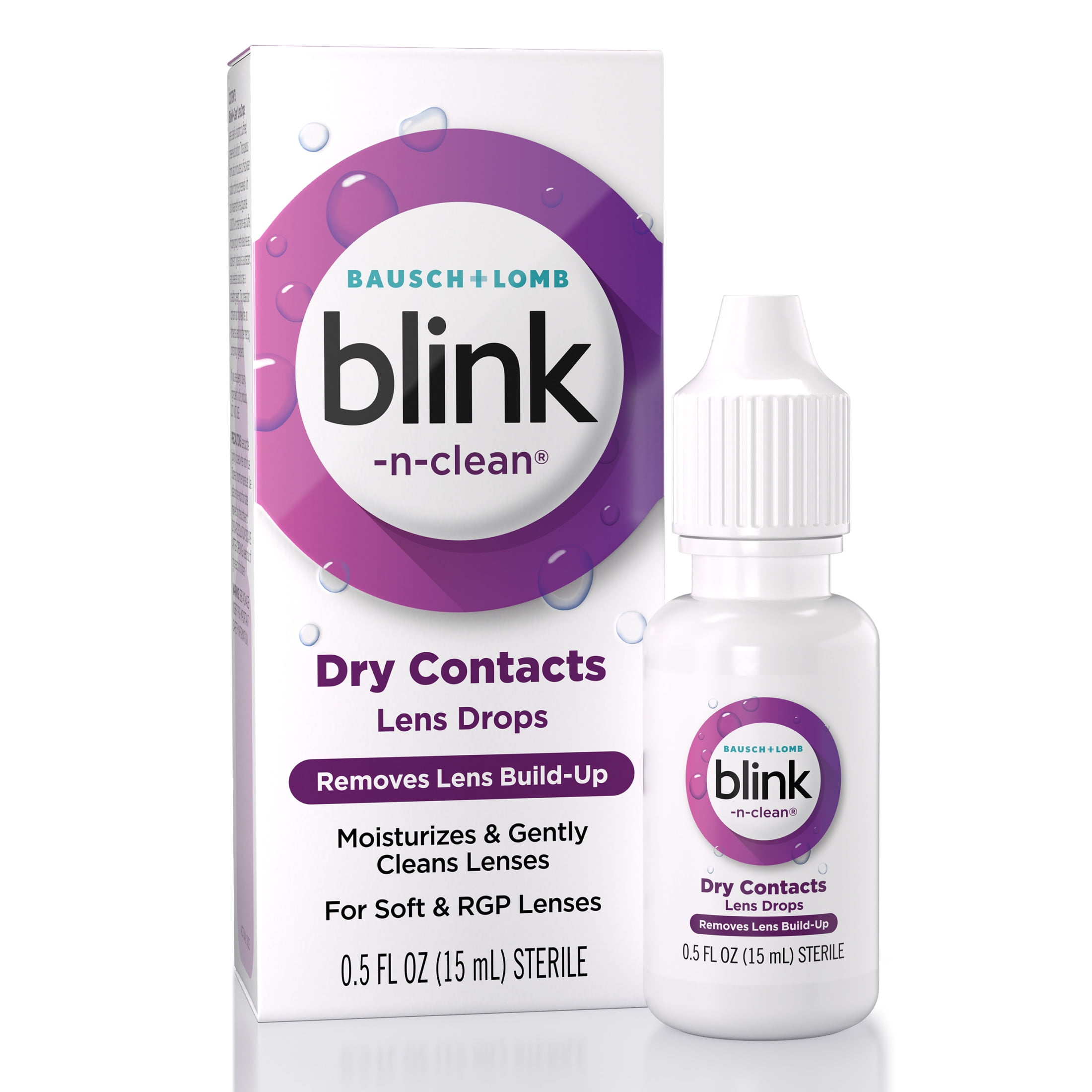 Blink-N-Clean Rewetting Eye Drops for Contact Lenses, Dry Lens Lubricant and Moisturizing, 0.5 fl oz