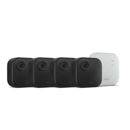 Blink - Outdoor 4 XR — Wireless security camera with extended range, up to 400 feet. Sync Module XR included — 4 Cameras - Black