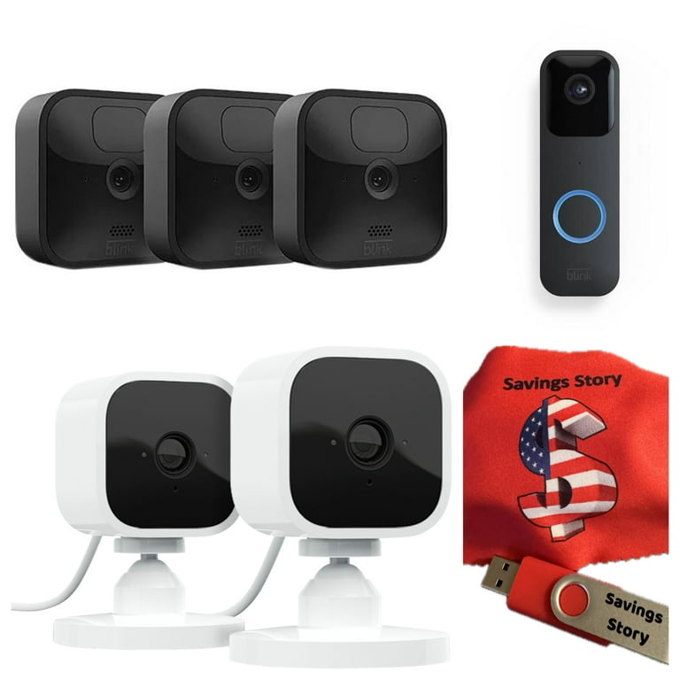 Shop Blink Blink Mini Camera, White + Video Doorbell + Sync Module