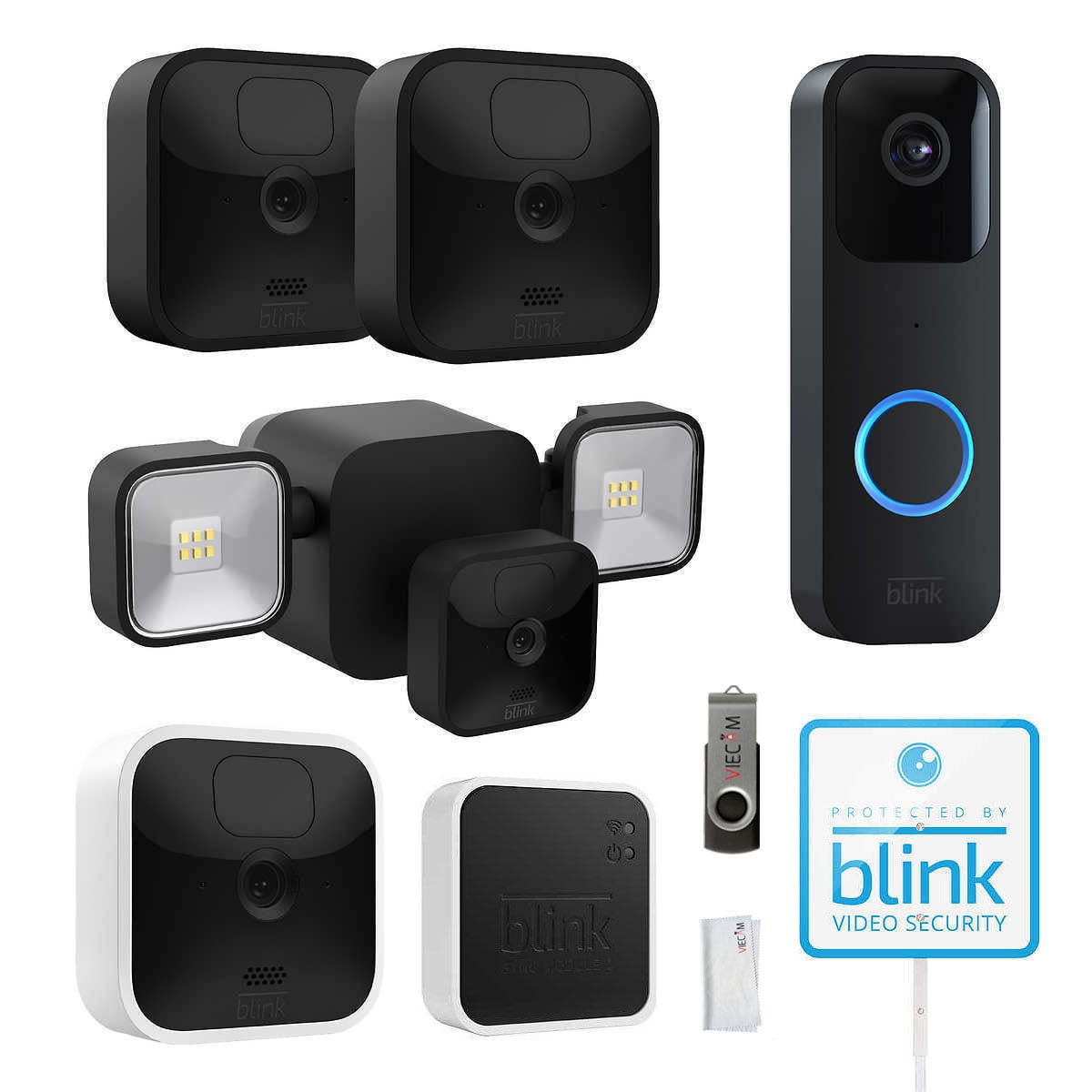 Blink_Outdoor Whole Home Bundle, 1 Floodlight Mount, 3 Outdoor & 1