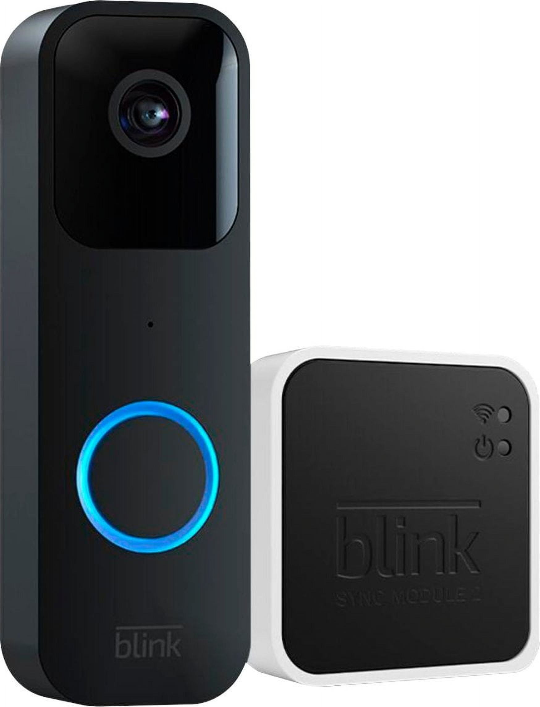 Blink - Smart WiFi Video Doorbell – Wired or Battery Operated with Sync Module 2 - Black