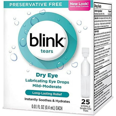 Blink Tears Lubricating Eye Drops Mild-Moderate Dry Eye, 25 Count - 0.01 oz (4 Pack)