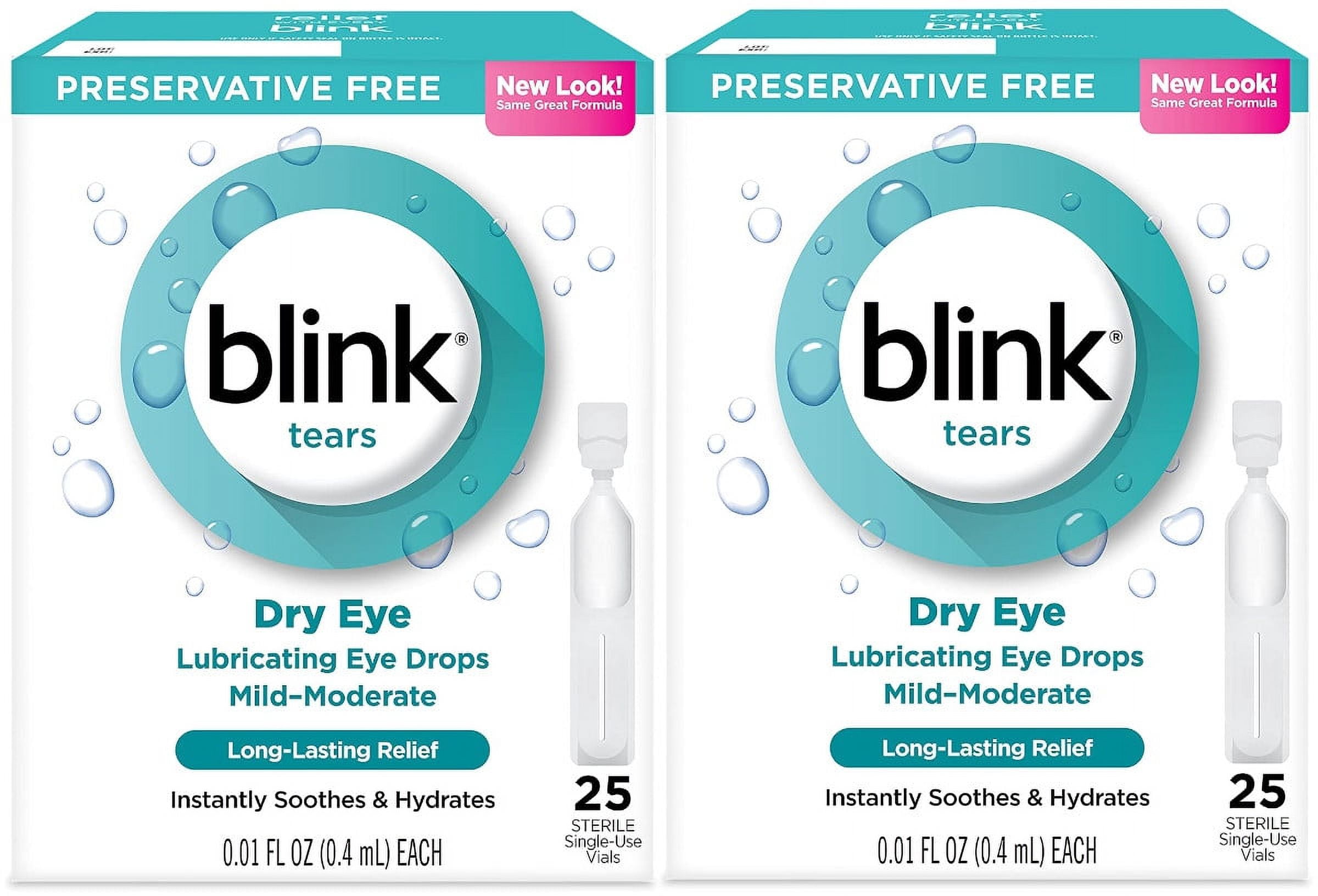 Blink Tears Lubricating Eye Drops, Single Use Vials, 0.01 fl oz, 25 Ct