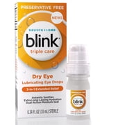 Blink Triple Care Preservative Free Lubricating Eye Drops - Clinically Proven 3-in-1 Relief for Dry Eyes with Hyaluronic Acid & Lipid Nano-Emulsion, Up to 10 Hours of relief