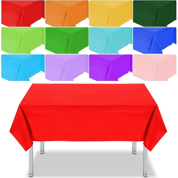 BlinkL 12 Pcs Assorted Color Disposable Plastic Tablecloth Rectangle Table Cover Decorative Plastic Disposable Table Cloths for Theme Party Birthday Wedding Picnic Home