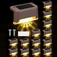 thumbnail image 1 of BlinkL 12 Pcs Solar Deck Lights Outdoor, Waterproof LED Solar Step Fence Lights for Stairs, Step, Railing, Patio, Driveway, Garden, Pathway and Yard(Brown Shell Warm White Light), 1 of 6