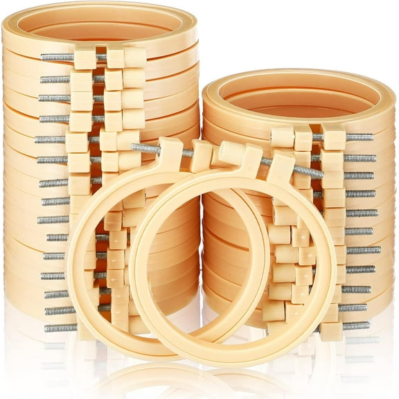 BlinkL 25 Small Embroidery Hoop Bulk 3 Inch Plastic Round Circle Cross Stitch Embroidery Hoop for Art Craft Handy Sewing Home Ornaments Decoration