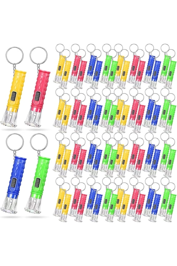 50 PCS Mini Flashlight Keychain Bulk Assorted Colors Torch Keyring Flashlights LED Small Keychain Light Hiking Camping Christmas Party Favors