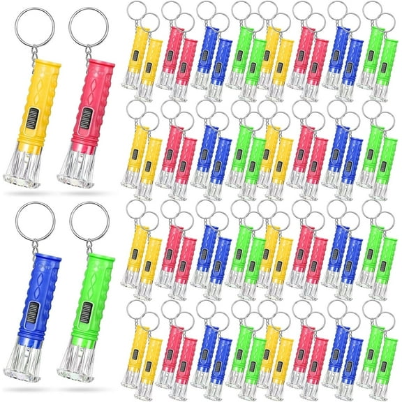 BlinkL 50 PCS Mini Flashlight Keychain Bulk Assorted Colors Torch Keyring Flashlights LED Small Keychain Light Hiking Camping Christmas Party Favors