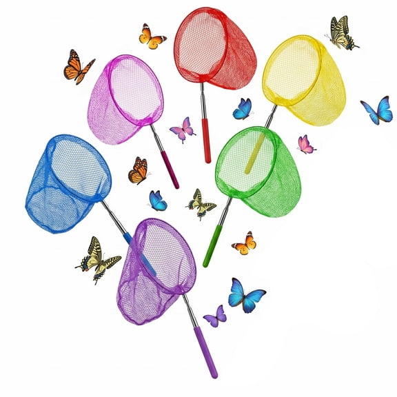 BlinkLLX 6 Pcs 34 Inch Telescopic Kids Butterfly Fishing Nets Random Color