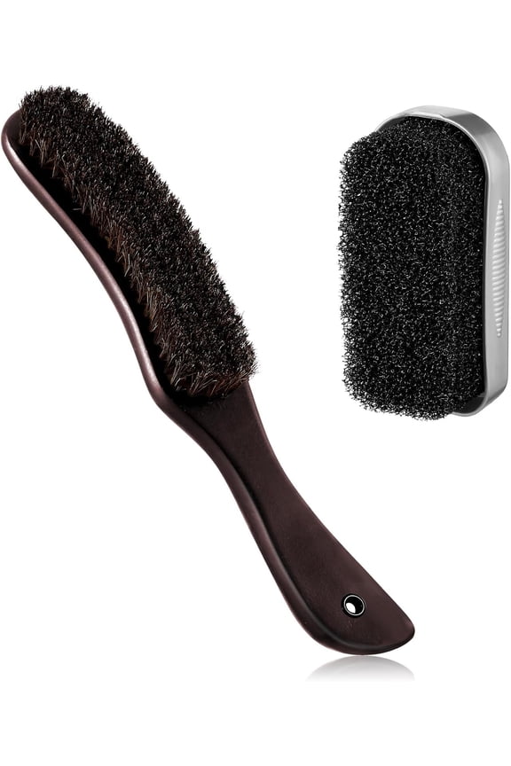 Patelai 2 Pieces Felt Brushes Felt Hat Cleaner Cowboy Hat Brush Cleaning Kit Brush and Cleaning Sponge Set Horse Hair Wood Clean Sponge Polish Brushes for Cowboy(Wooden Color)