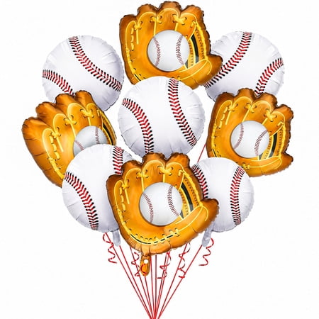 BlinkL Baseball Foil Balloons, 8 Count, Multicolor