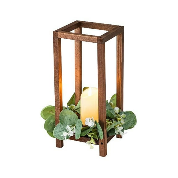 BlinkL Wooden Candle Lantern Wedding Lantern Centerpiece for Table Fireplace Candle Holder Decorative Farmhouse Wedding for Baby Shower(13 in,Brown)