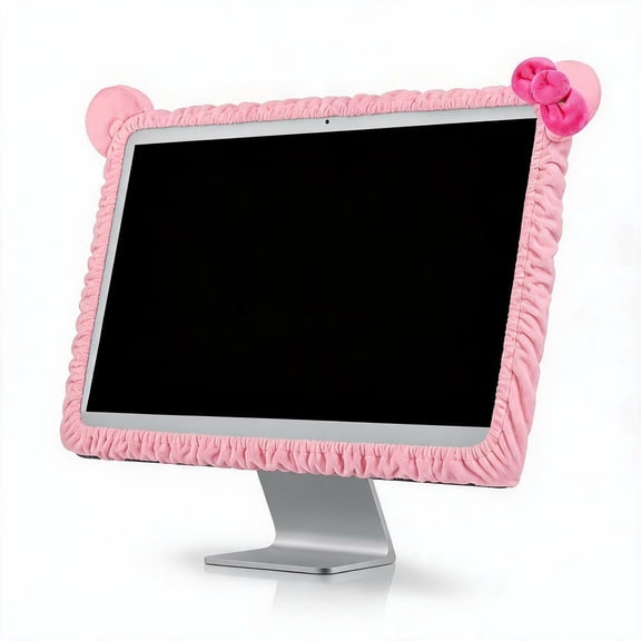 BlinkLLX 20-29 Inch Furry Cat Ear Computer Monitor Dust Cover Pink Protector